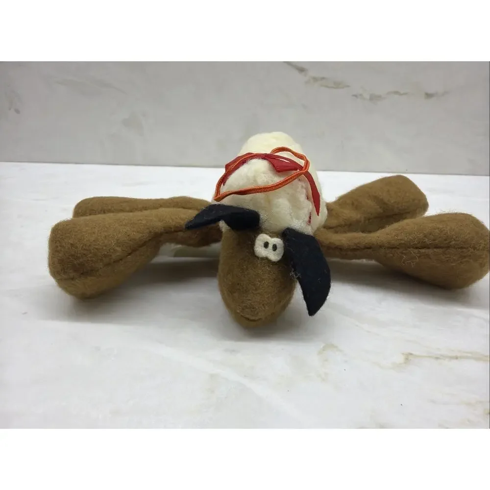 Vintage 1985 Hallmark Lamb Reindeer Plush Christmas Ornament 6inch EUC